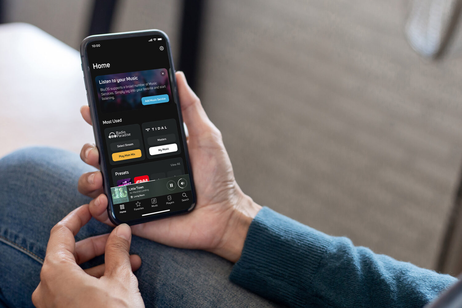 L'application BluOS 4.0 sur l'iPhone
