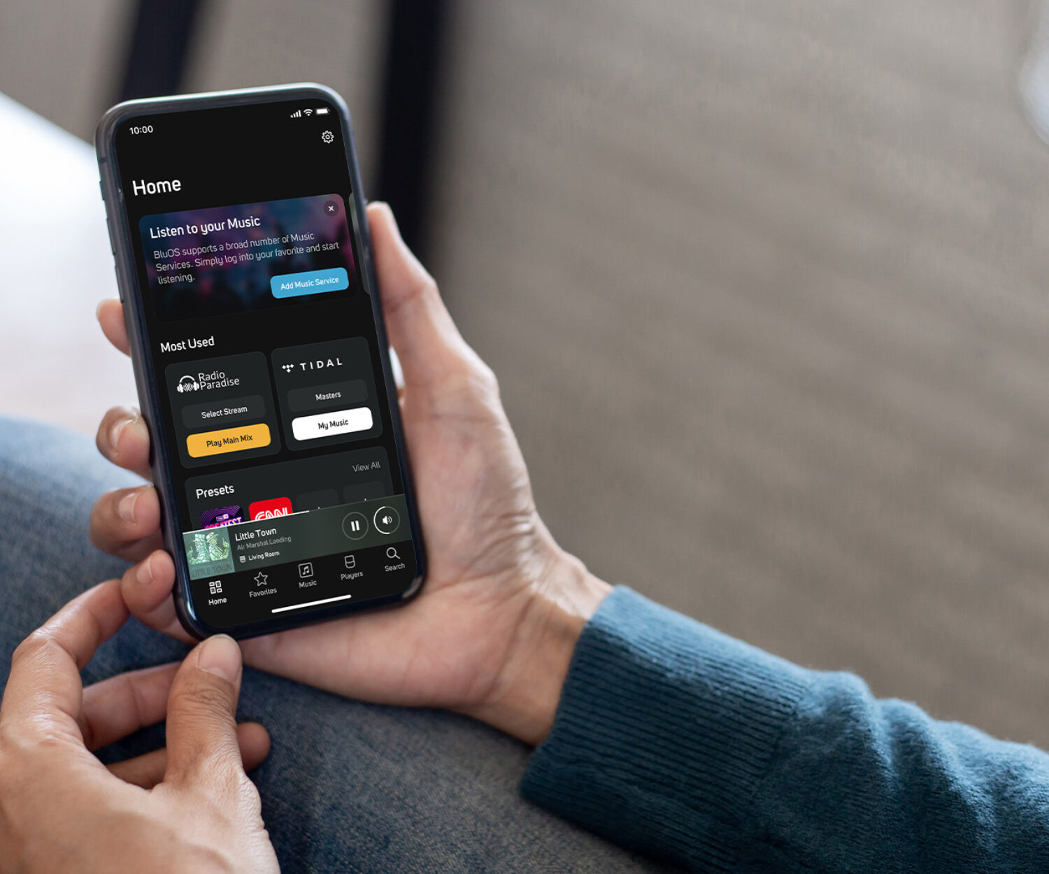 Aplicación BluOS 4.0 en el iPhone